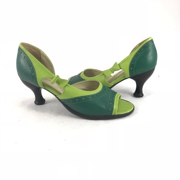 fluevog Shoes - Fluevog Teal Lime Angela fellowship Bellevue Heels